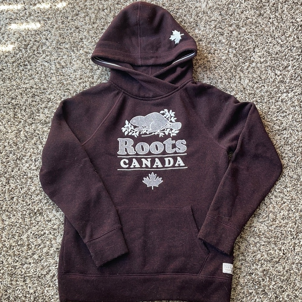 Roots Maroon and white classic medium hoodie